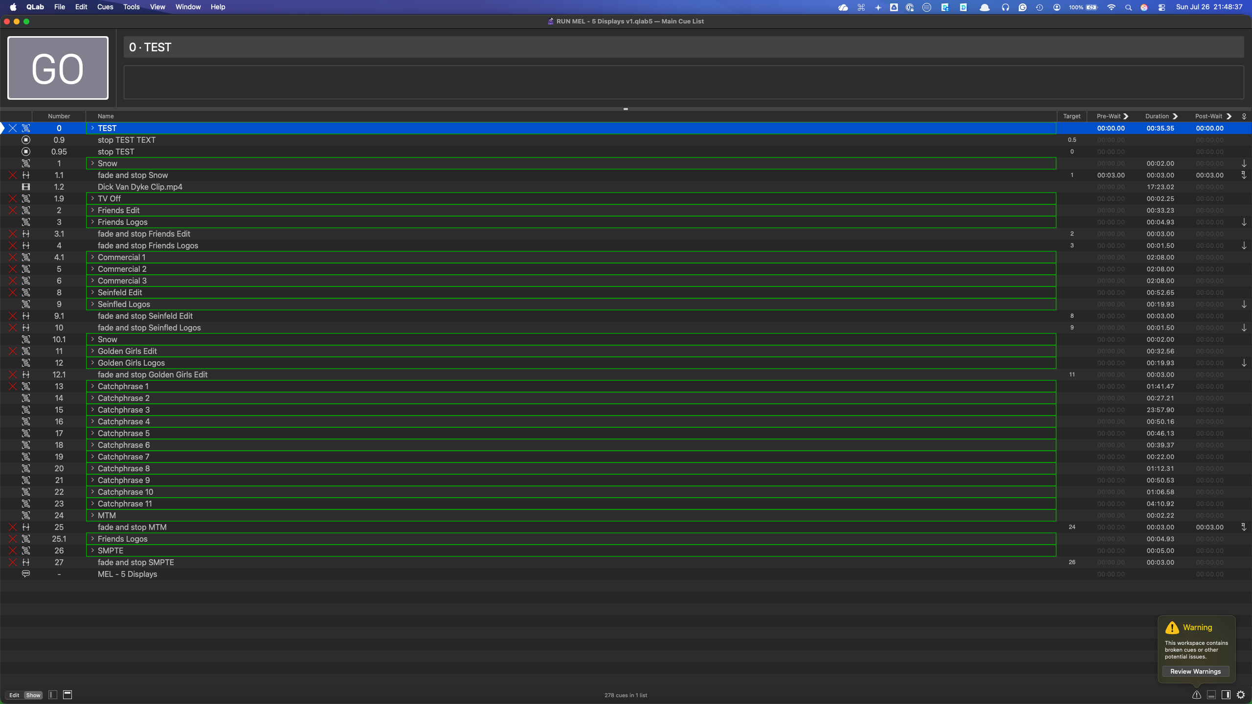 A screenshot of QLab
